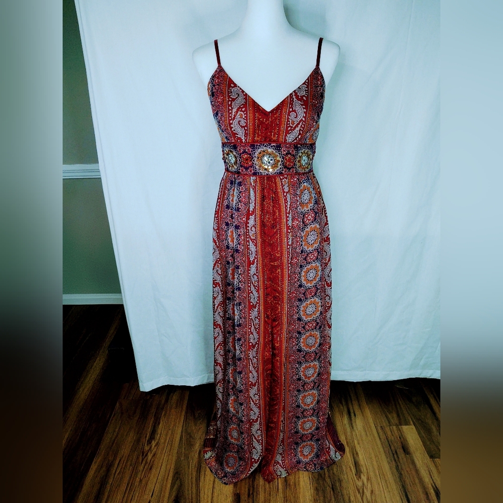 Michelle Antonelli Embellished Silk Blend Maxi Dress